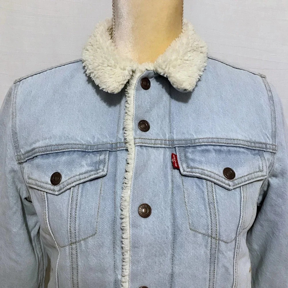 Levi's NWT Sherpa Lined Original Trucker Jacket Women S - Picture 2 of 14